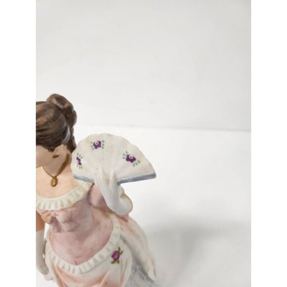 Vintage Homco Victorian Lady With Fan Shall We Dance Figurine Porcelain #1421 - Picture 3 of 11